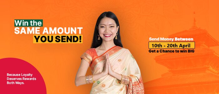 Nepali customer sending money through Remit Choice app with Naya Barsa 2083 cashback campaign promotion